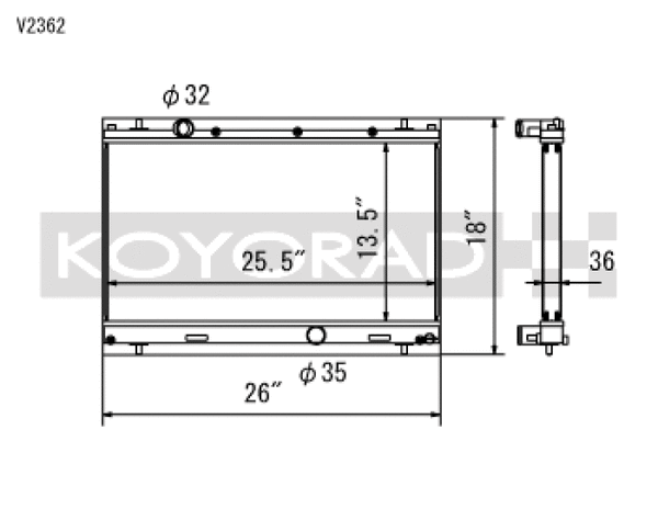 Koyo 03-05 Dodge SRT-4 2.4L Turbo (MT) Radiator - Bull Strap