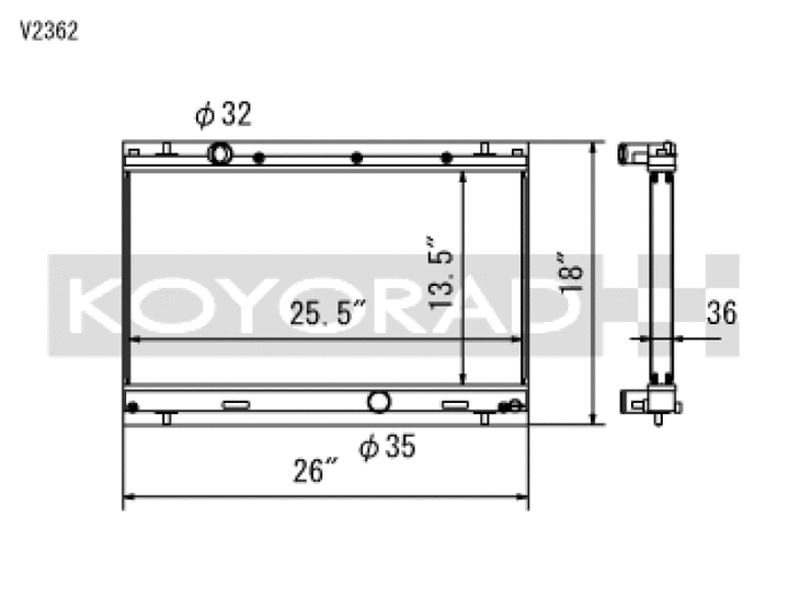 Koyo 03-05 Dodge SRT-4 2.4L Turbo (MT) Radiator - Bull Strap