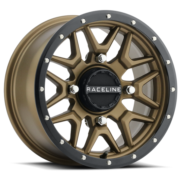 Raceline A94BZ Krank 14x7in / 4x110 BP / 10mm Offset / 83.8mm Bore - Bronze & Black Lip Wheel - Bull Strap