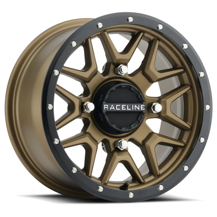 Raceline A94BZ Krank 14x7in / 4x110 BP / 10mm Offset / 83.8mm Bore - Bronze & Black Lip Wheel - Bull Strap