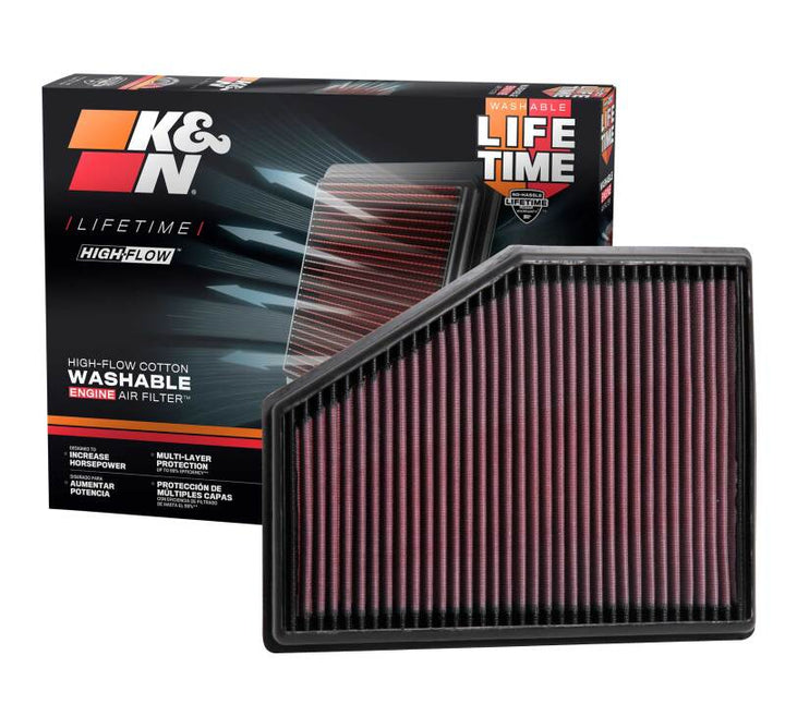 K&N 15-18 BMW 740I L4-3.0L F/I Replacement Drop In Air Filter - Bull Strap