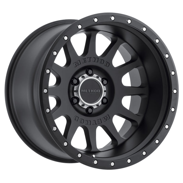 Method MR605 NV 20x10 -24mm Offset 6x5.5 106.25mm CB Matte Black Wheel - Bull Strap