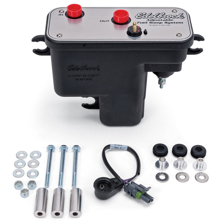 Edelbrock Fuel System Universal Fuel Sump Module Adjustable Fuel Sump Tank Only 255 LPH - Bull Strap