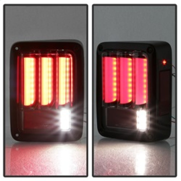 Spyder 07-16 Jeep Wrangler Version 2 Light Bar LED Tail Lights - Smoke (ALT-YD-JWA07V2-LBLED-BSM) - Bull Strap