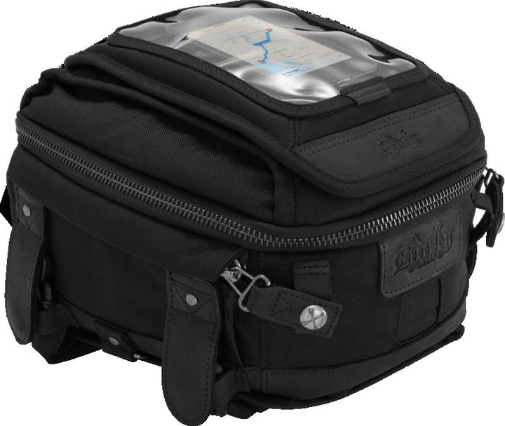 Burly Brand Voyager Tank/Tail Bag - Black - Bull Strap