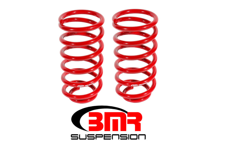 BMR 79-04 Ford Mustang (Ex. 99-04 Mustang Cobras w/ IRS) 1in Drop Rear Lowering Springs - Red - Bull Strap