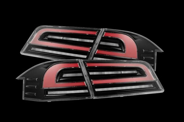 AlphaRex 12-21 Tesla Model S LUXX-Series LED Tail Lights - Black/Red - Bull Strap