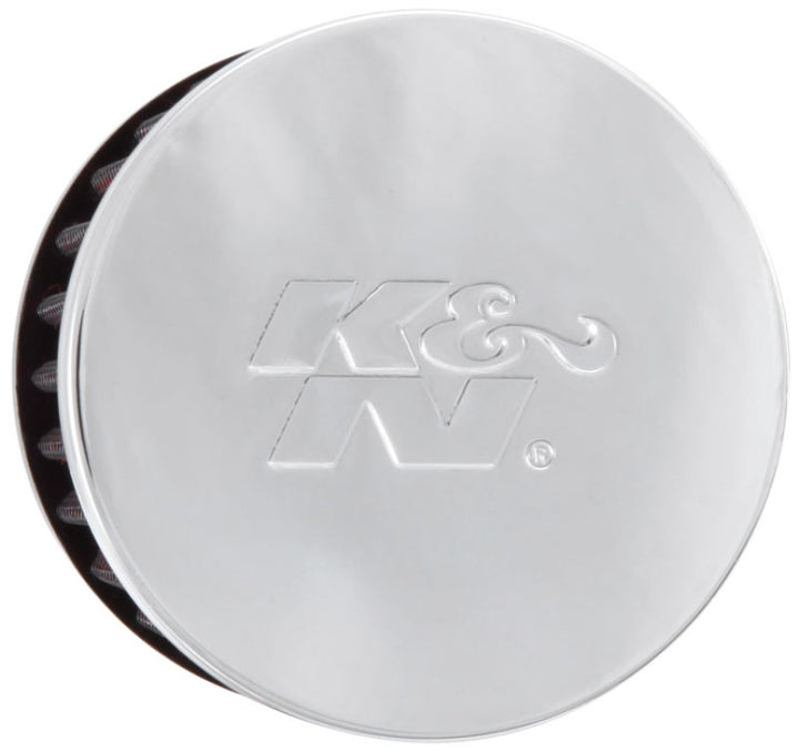 K&N 1.375 inch ID 3 inch OD 2.5 inch H Clamp On Crankcase Vent Filter - Bull Strap