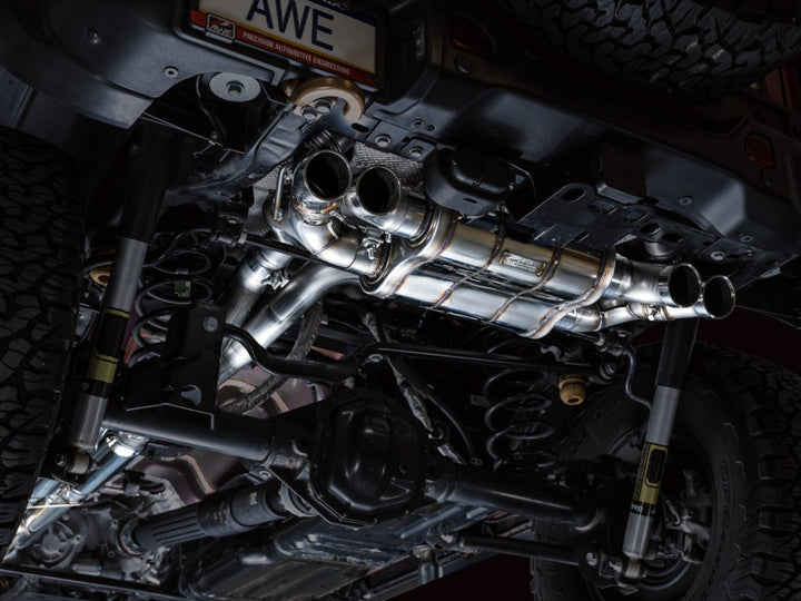 AWE 21+ Wrangler 392 Switchpath Cat-Back Exhaust- Quad BashGuards - Bull Strap