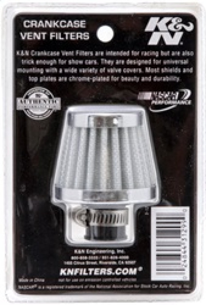 K&N 2in Base OD x .375in Flange ID x 1.75in H Rubber Base Crankcase Vent Filter - White - Bull Strap