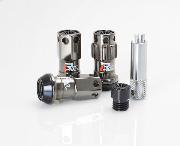Project Kics 12X1.50 R40 Iconix Classical Lug Nuts w/ Black Plastic Cap - 20 - No Locks - Bull Strap