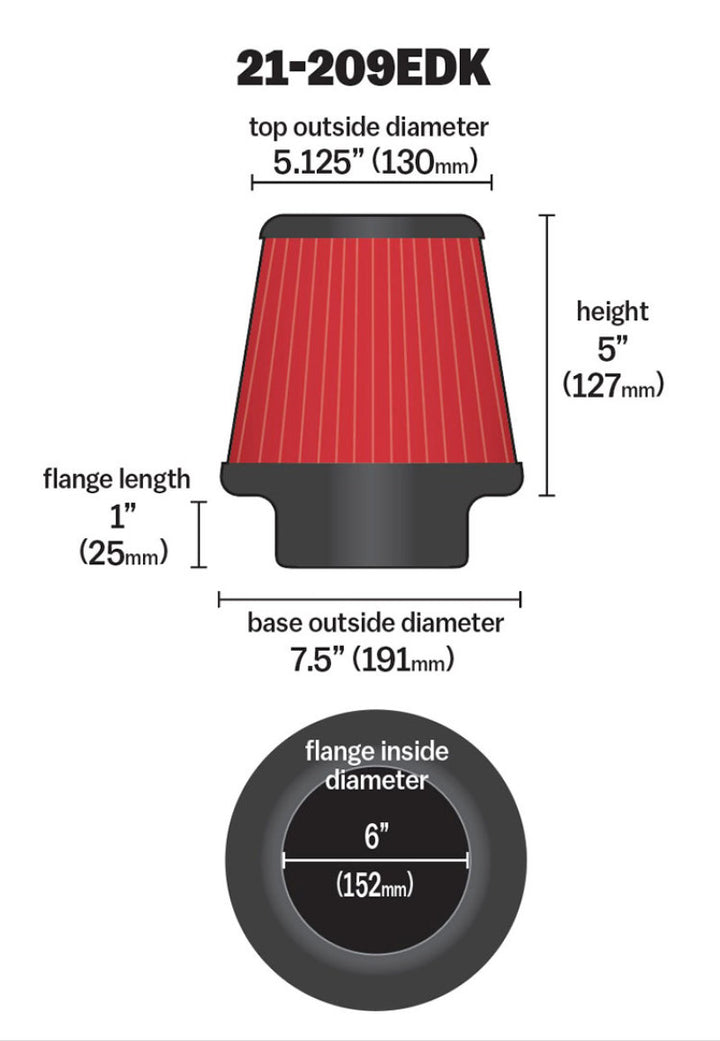 AEM 6 in Short Neck 5 in Element Filter - Bull Strap