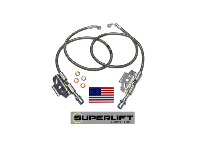 Superlift 03-13 Dodge Ram 2500/3500 w/ 4-6in Lift Kit (Pair) Bullet Proof Brake Hoses - Bull Strap