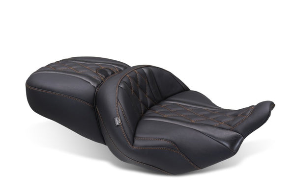 Mustang 23-25 Harley CVO Road Glide (ST) Super Touring Standard Reach One-Piece, 2 UP Black - Bull Strap