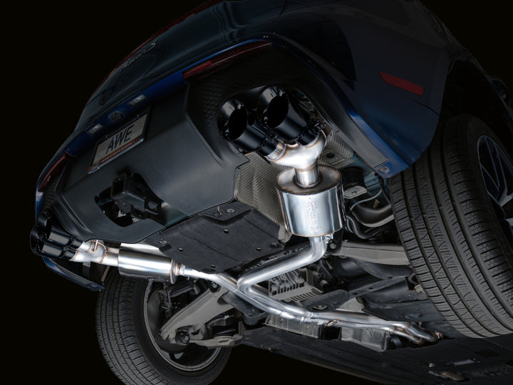 AWE Tuning 19-21 Porsche Macan 3.0T/2.9TT Touring Edition Catback Exhaust w/ Diamond Black Tips - Bull Strap