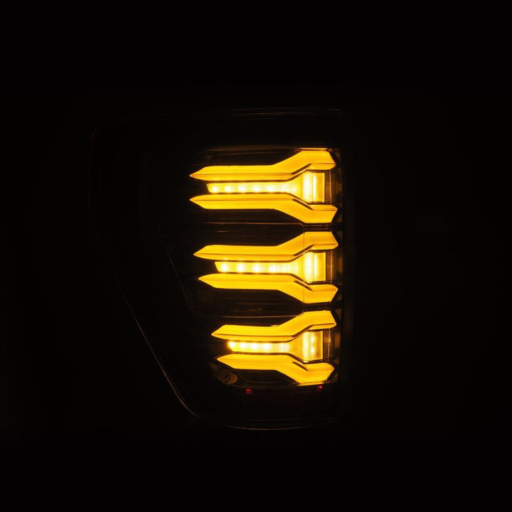 AlphaRex 21-22 Ford F150 LUXX LED Projector Tail Lights - Alpha-Black - Bull Strap