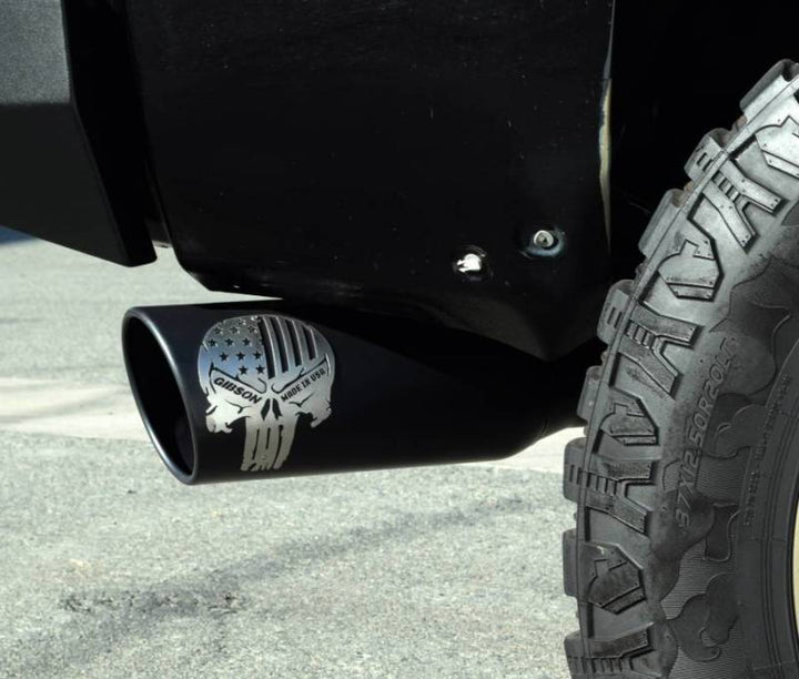 Gibson 07-19 Toyota Tundra SR5 5.7L 4in Patriot Skull Series Cat-Back Single Exhaust - Stainless - Bull Strap