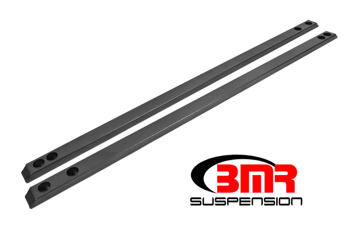BMR 15-17 S550 Mustang Super Low Profile Chassis Jacking Rails - Black Hammertone - Bull Strap