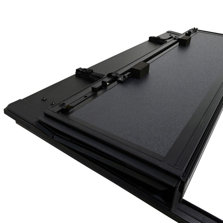 Westin 07-21 Toyota Tundra 5ft 7in Bed Hard Tri-Fold Tonneau Cover - Black - Bull Strap