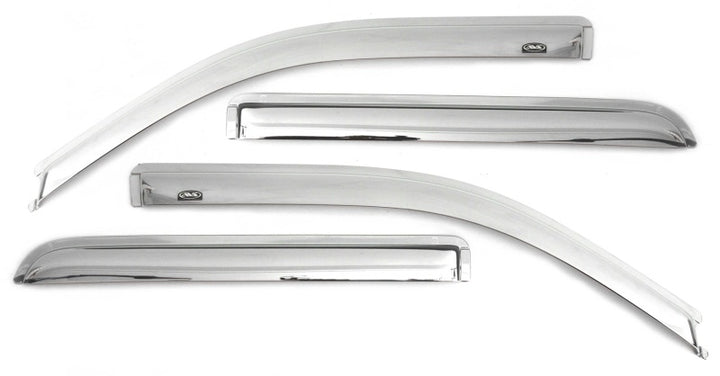 AVS 07-18 Toyota Tundra Crewmax Ventvisor Outside Mount Front & Rear Window Deflectors 4pc - Chrome - Bull Strap