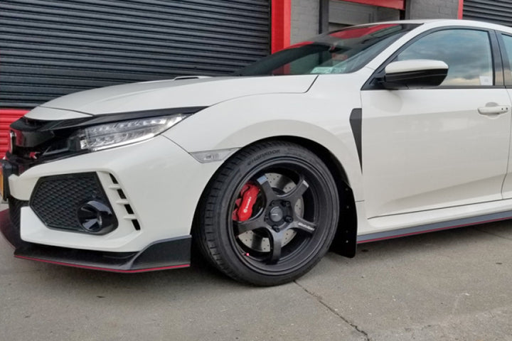 Rally Armor 17-22 Honda Civic Type R Black UR Mud Flap w/Red Logo - Bull Strap