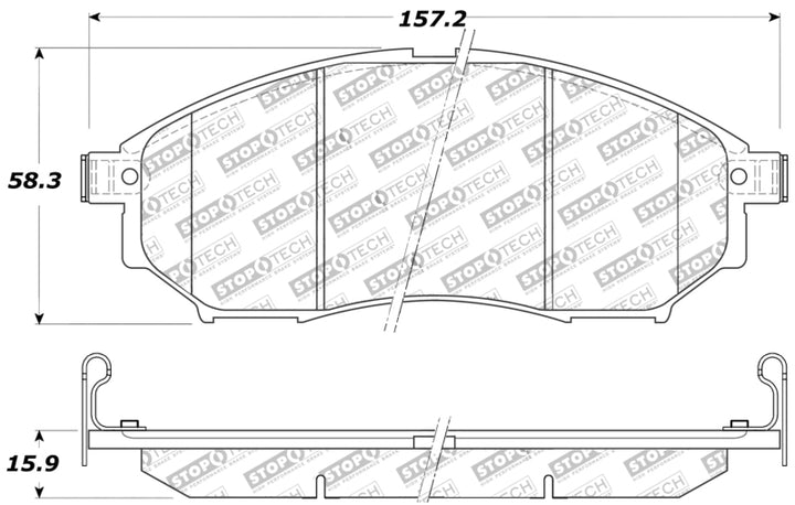 StopTech Performance 06-08 350Z w/ Std Brakes / 06-08 Infiniti G35 Front Brake Pads - Bull Strap