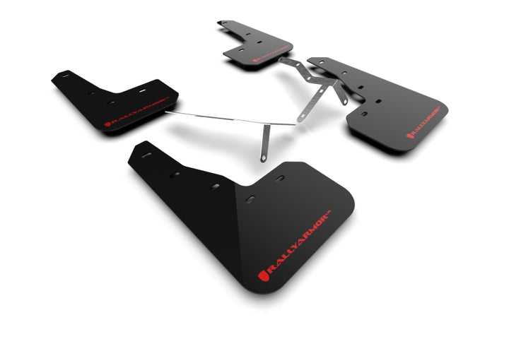 Rally Armor 22-25 Honda Civic/Civic Si/Sport Black UR Mud Flap w/Red Logo - Bull Strap