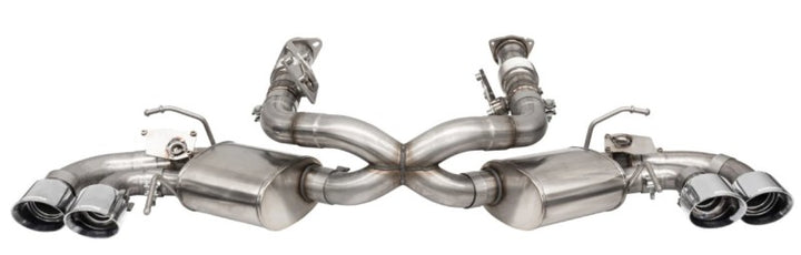 Corsa 2020-25 Corvette C8 3in Valved Cat-Back 4.5in Pol Quad Tips - Fits Factory Perf Exhaust w/ AFM - Bull Strap