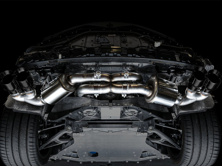 AWE Tuning 2020 Chevrolet Corvette (C8) Touring Edition Exhaust - Quad Diamond Black Tips - Bull Strap