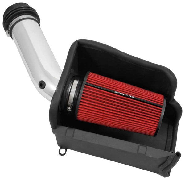 Spectre 94-97 Ford SD 7.3L DSL Air Intake Kit - Polished w/Red Filter - Bull Strap