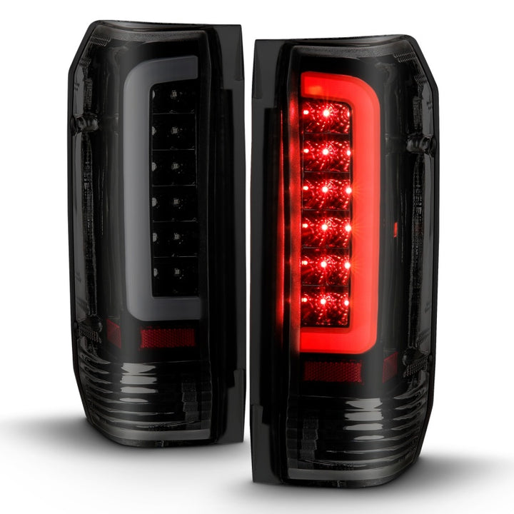 ANZO 1987-1996 Ford F-150 LED Taillights Black Housing Smoke Lens (Pair) - Bull Strap