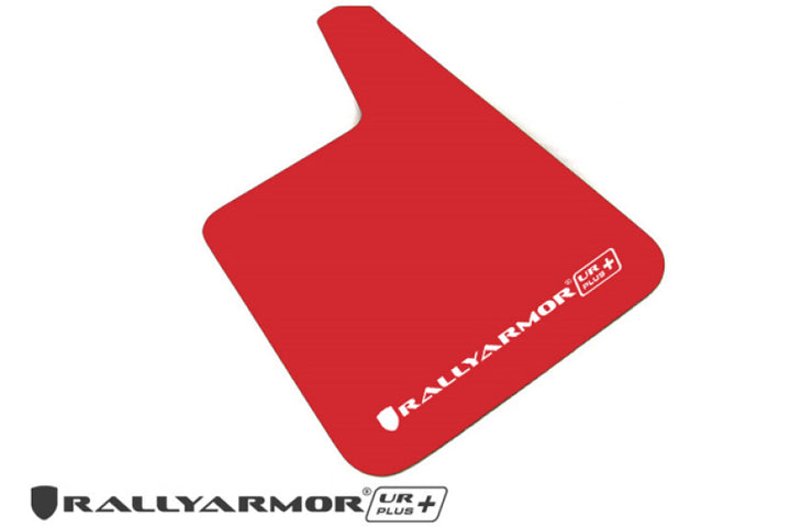 Rally Armor Universal Fit (No Hardware) UR Plus Black UR Mud Flap w/ Grey Logo - Bull Strap
