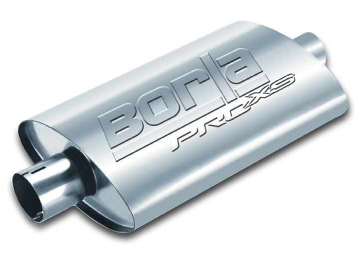 Borla Universal Pro-XS Oval 2.5in Inlet/Outlet Center/Center Notched Muffler - Bull Strap