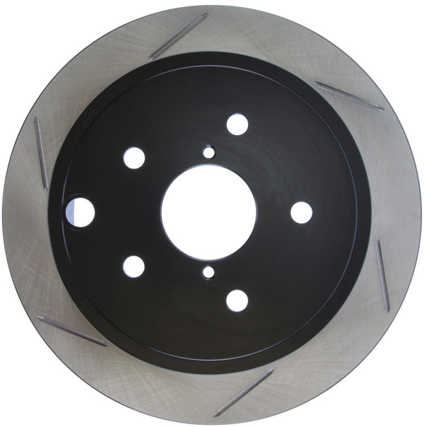 StopTech Power Slot 2015 Subaru WRX (w/o EyeSight) Rear Right Slotted Rotor - Bull Strap