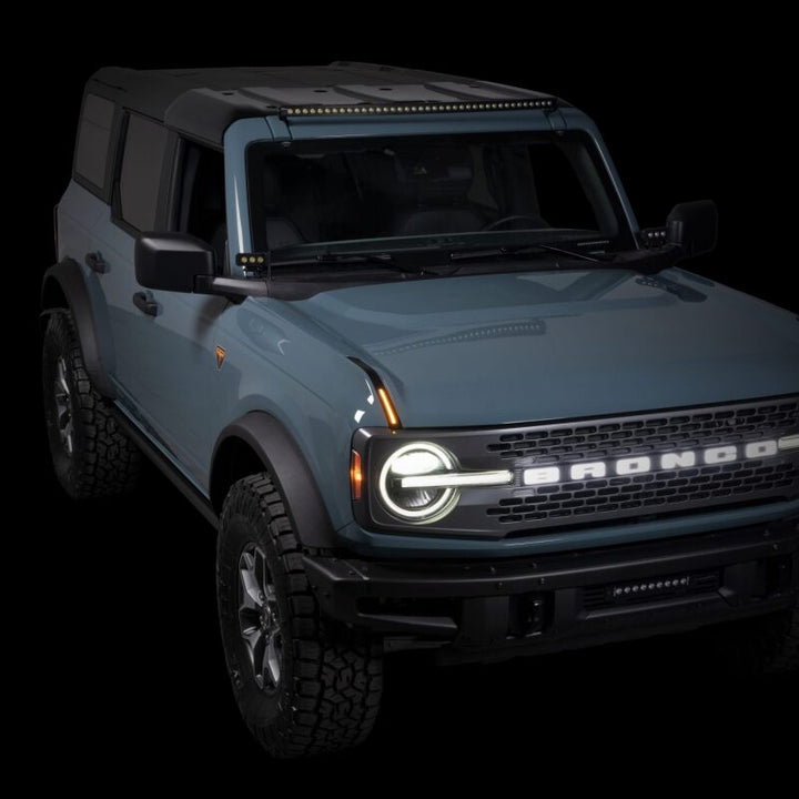 Putco 22-24 Ford Bronco Luminix DRL LED Light Hood Limb Riser (Factory Hood Side Hinge Replacments) - Bull Strap