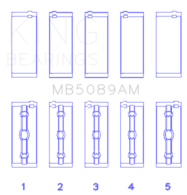 King Engine Bearings Toyota 1RZ Crankshaft Main Bearing Set - Size STD - Bull Strap