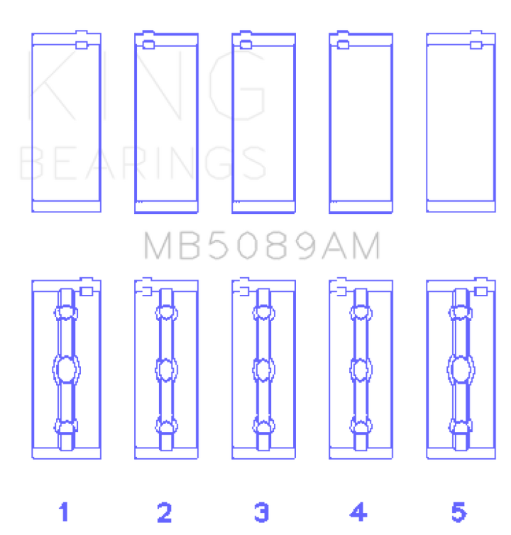 King Engine Bearings Toyota 1RZ Crankshaft Main Bearing Set - Size STD - Bull Strap