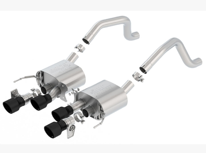 Borla 2015+ Chevy Corvette C7 Z06 6.2L Axle Back ATAK Exhaust Black Quad Tips w/o AFM w/ NPP - Bull Strap