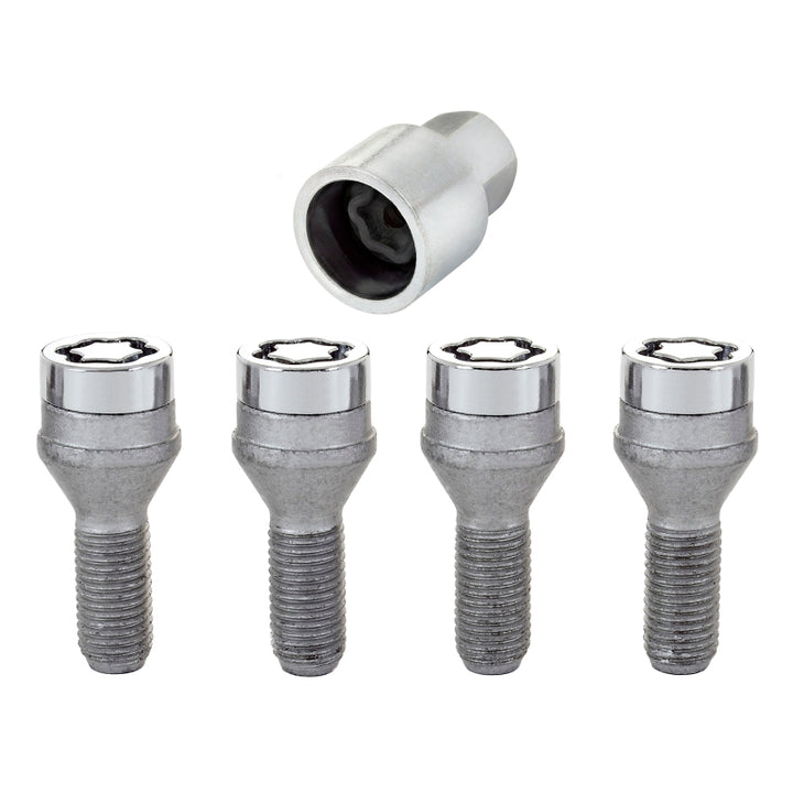 McGard Wheel Lock Bolt Set - 4pk. (Cone Seat) M12X1.25 / 19mm Hex / 25.6mm Shank Length - Chrome - Bull Strap