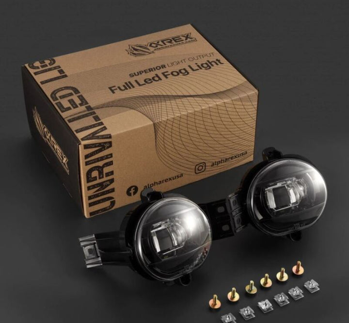 AlphaRex 02-08 Dodge Ram 1500/03-09 Ram 2500/3500 DoubleTap Dual Color LED Proj Fog Lights - Wt/Ambr - Bull Strap