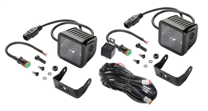 Hella Universal Black Magic 3.2in L.E.D. Cube Kit - Flood Beam - Bull Strap