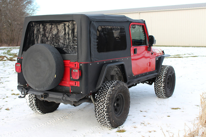 Fishbone Offroad 97-06 Jeep Wrangler TJ Steel Tube Fenders Front 3In Flare - Blk Textured Powdercoat - Bull Strap