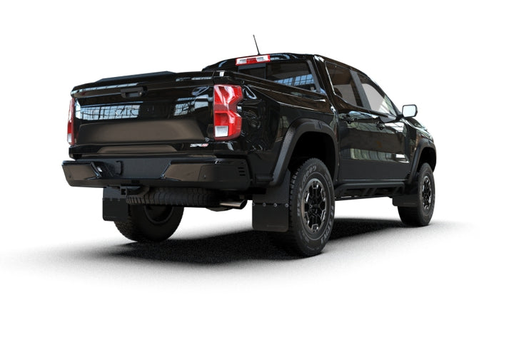 Rally Armor 23-25 Chevy Colorado ZR2 Black Mud Flap - Metallic Black Logo - Bull Strap