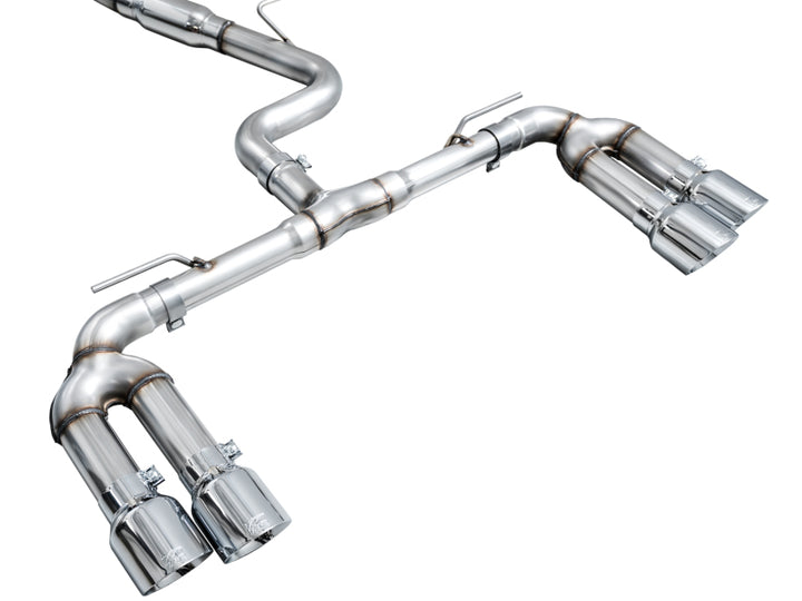 AWE 22-24 Audi 8Y S3 Track Edition Exhaust  - Chrome Silver Tips - Bull Strap