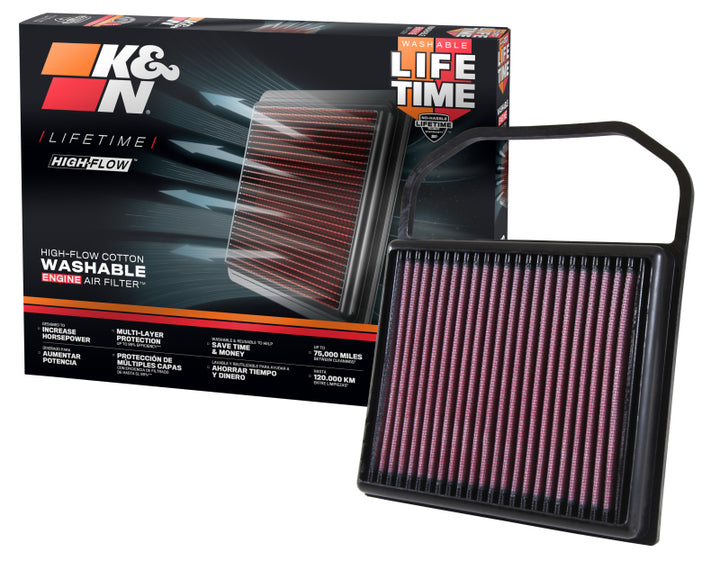 K&N Replacement Air Filter for 15-16 Mercedes Benz C400 3.0L / E320 / GL450 / ML400 (2 Required) - Bull Strap