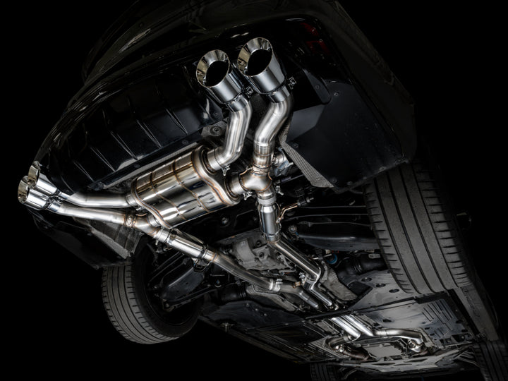 AWE Tuning 2021+ Cadillac CT4-V Blackwing SwitchPath Exhaust - Chrome Silver Tips - Bull Strap