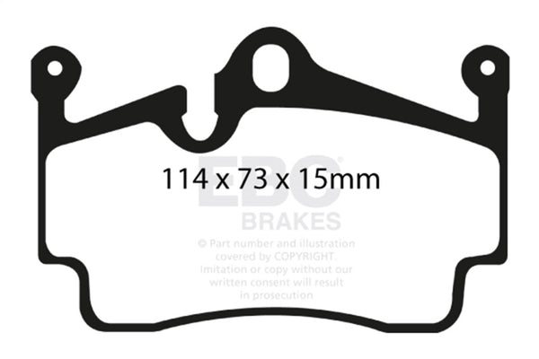 EBC 04-08 Porsche Boxster (Cast Iron Rotors only) 2.7 Yellowstuff Rear Brake Pads - Bull Strap