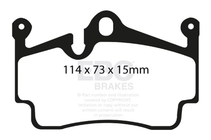EBC 04-08 Porsche Boxster (Cast Iron Rotors only) 2.7 Yellowstuff Rear Brake Pads - Bull Strap