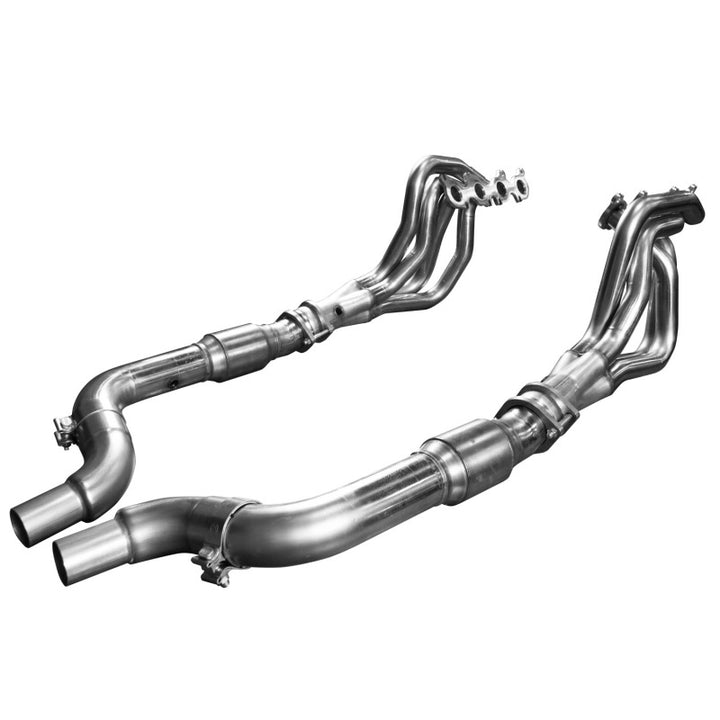 Kooks 15-24 Ford Mustang GT/Dark Horse V8 5.0L 1-7/8in SS Headers w/ GREEN Catted Connection Pipe - Bull Strap