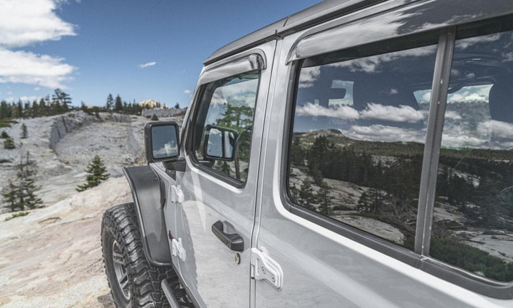 AVS 2018 Jeep Wrangler Unlimited (4-Door) Ventvisor Outside Mount Window Deflectors 4pc - Smoke - Bull Strap